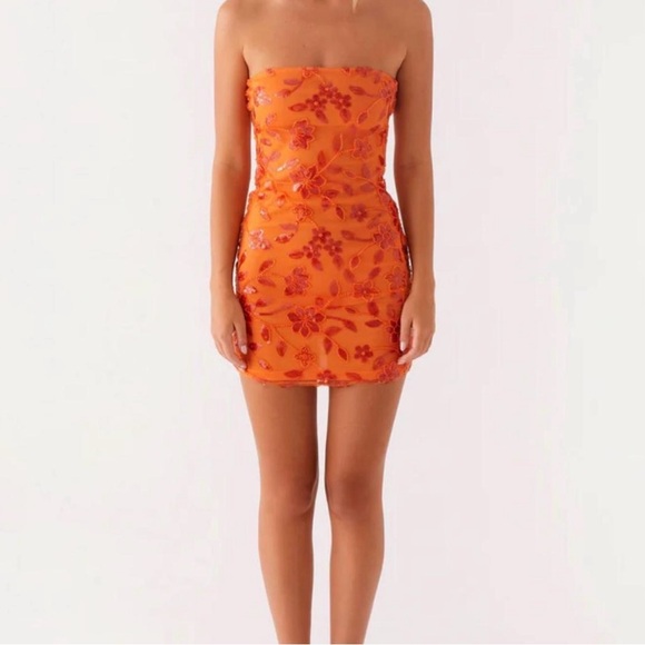 Peppermayo Orange Floral Mini Dress - Picture 2 of 7